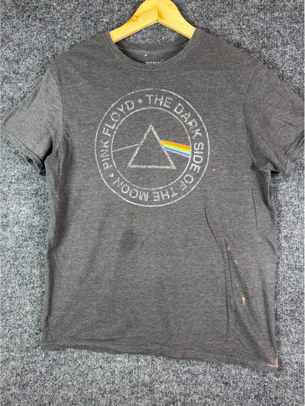 Pink Floyd Dark Side of the Moon Graphic T-Shirt Medium Charcoal Heather Distres
